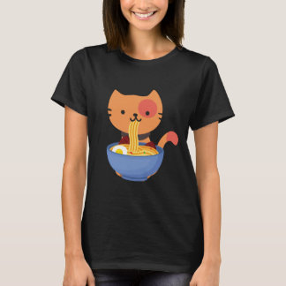 かわいいかわいい食べ物猫ラーメン丼 Tシャツ