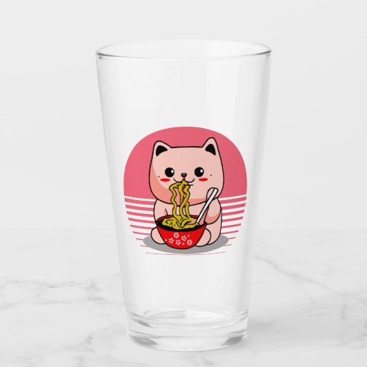 かわいいかわいい食べ物猫ラーメン タンブラーグラス (正面)