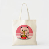 かわいいかわいい食べ物猫ラーメン トートバッグ (正面)