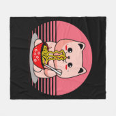 かわいいかわいい食べ物猫ラーメン フリースブランケット (正面(横))