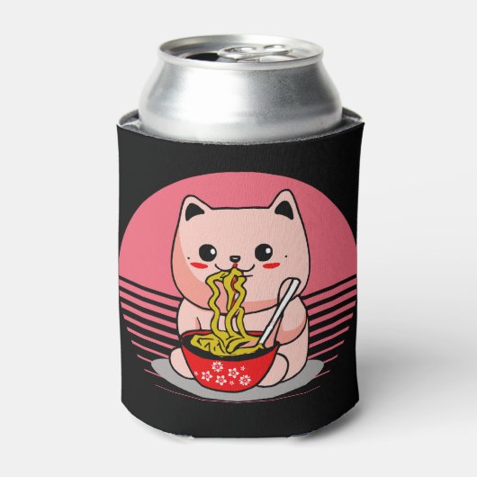 かわいいかわいい食べ物猫ラーメン 缶クーラー (缶正面)
