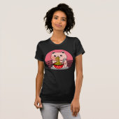 かわいいかわいい食べ物猫ラーメン Tシャツ (正面フル)