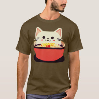 かわいいかわいい食べ猫ラーメンを丼に Tシャツ