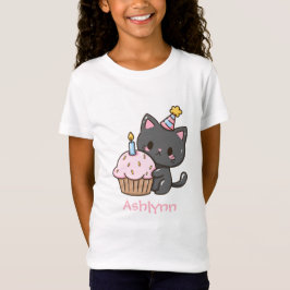 かわいいかわいい黒猫バースデーパーティパーソナライズされたー Tシャツ