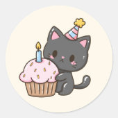 かわいいかわいい黒猫バースデーパーティー ラウンドシール (正面)
