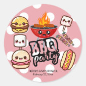 かわいいかわいいBBQパーティーベビーシャワー ラウンドシール (正面)