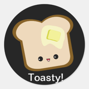かわいいかわいいtoastyトーストおよびバターステッカー ラウンドシール