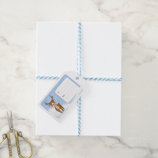 かわいいかわいこちゃんサンタズトナカイ ギフトタグ (より糸付き)