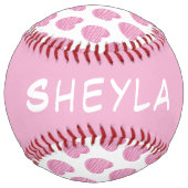 かわいいかわいらしピンクのハートパターン名 ソフトボール (裏面)