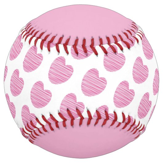 かわいいかわいらしピンクのハートパターン名 ソフトボール (正面)