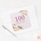 かわいいかわいらしピンク桃の花100th誕生日パーティー スクエアシール (封筒)