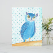 かわいいかわいらしブルーパープルフクロウのスクラップブック紙 (スタンド正面)