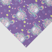 かわいいかわいらしユニコーンの星とハートのパターン 薄葉紙 (詳細)