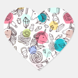 かわいいかわいらしユニコーン ハートシール