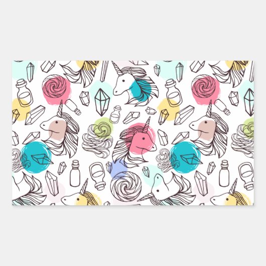 かわいいかわいらしユニコーン 長方形シール (正面)