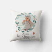 かわいいかわいらしリースベビー初めてのクリスマス写真 クッション (裏面)