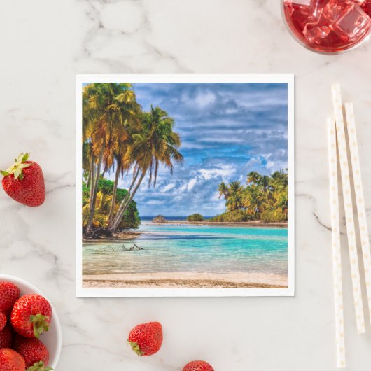かわいいかわいらし夏ハワイアンビーチ水彩 スタンダードランチョンナプキン (インサイチュ)