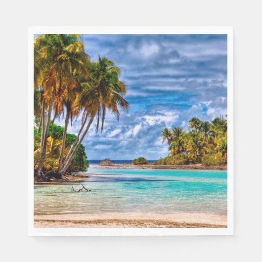 かわいいかわいらし夏ハワイアンビーチ水彩 スタンダードランチョンナプキン (正面)