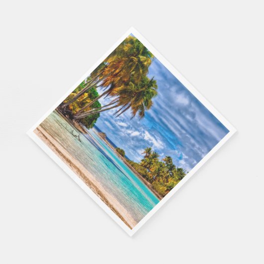 かわいいかわいらし夏ハワイアンビーチ水彩 スタンダードランチョンナプキン (角)