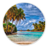 かわいいかわいらし夏ハワイアンビーチ水彩 セラミックノブ (正面)