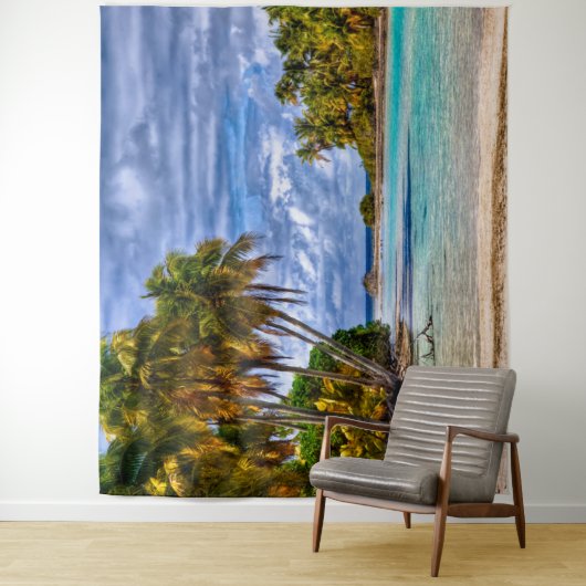 かわいいかわいらし夏ハワイアンビーチ水彩 タペストリー (インサイチュ)