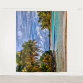 かわいいかわいらし夏ハワイアンビーチ水彩 タペストリー (正面)