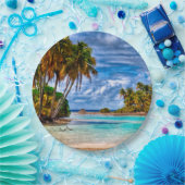 かわいいかわいらし夏ハワイアンビーチ水彩 ペーパープレート (パーティー)