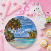 かわいいかわいらし夏ハワイアンビーチ水彩 ペーパープレート (パーティー)
