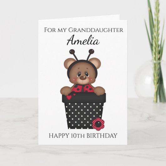 かわいいかわいらし孫娘ラディバグ子供の誕生日 カード (正面)