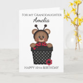 かわいいかわいらし孫娘ラディバグ子供の誕生日 カード (黄色い花)