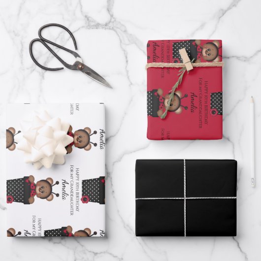 かわいいかわいらし孫娘ラディバグ子供の誕生日 ラッピングペーパーシート (正面)