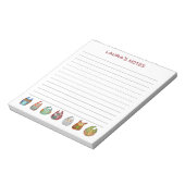 かわいいかわいらし水カラフル色フクロウが並ぶ ノートパッド (回転)