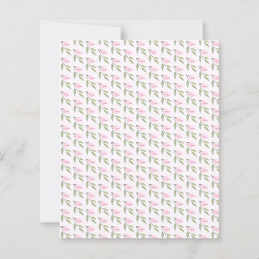 かわいいかわいらし赤面ピンク花模様結婚式招待状 (裏面)