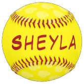 かわいいかわいらし黄色のハートパターン名 ソフトボール (裏面)