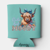 "かわいいがムーディーズ"レトロ牛のフローラ水色 缶クーラー (裏面)