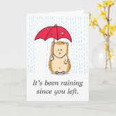 かわいいが哀れなハリネズミが雨に濡れた カード (黄色い花)