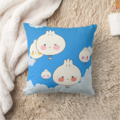 かわいいが空で気球を餃子にする クッション (ブランケット)