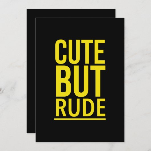 かわいいが粗野なおもしろい引用文が黄色 サンキューカード (正面/裏面)