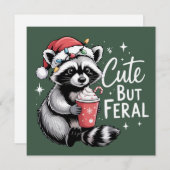 かわいいが野生のクリスマスアライグマ 面白い動物 シーズンカード (正面/裏面)