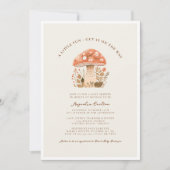 かわいいきのこ君の秋のベビーシャワー 招待状 (正面)