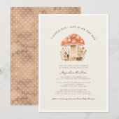 かわいいきのこ君の秋のベビーシャワー 招待状 (正面/裏面)