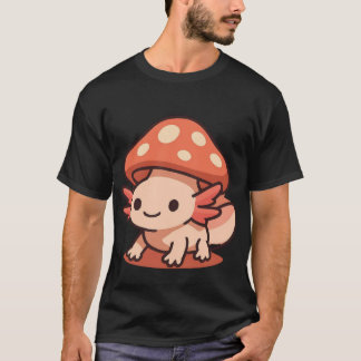 かわいいきのこ帽子のアホロートル Tシャツ