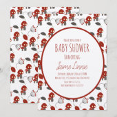 かわいいきのこ 赤ちゃん歓迎 ガーデン フォレスト 招待状 (正面/裏面)