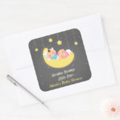 かわいいきらきらきらきら小さな星の双子ステッカー スクエアシール (封筒)
