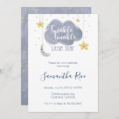 かわいいきらきらきら光るリトルスターテーマベビーシャワー 招待状 (正面/裏面)