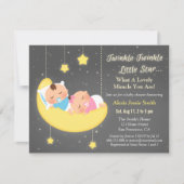 かわいいきらめきのきらめきは少し星ベビーシャワーを結び付けます 招待状 (正面)