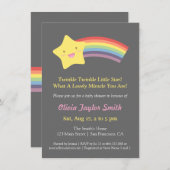 かわいいきらめきのきらめき少し星のベビーシャワー 招待状 (正面/裏面)