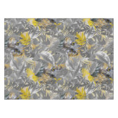 かわいいきらめくフクロウ – 目&グレー葉イエロー テーブルクロス (正面(横))