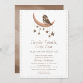 かわいいきらめく小さな星月の素朴赤ちゃんシャワー 招待状 (正面/裏面)