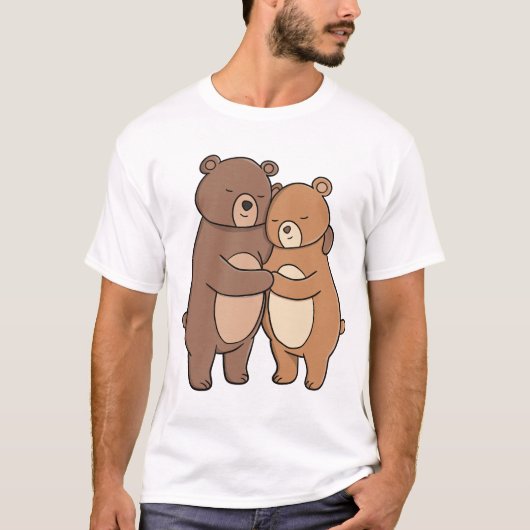 かわいいくっつきあうクマ Tシャツ (正面)